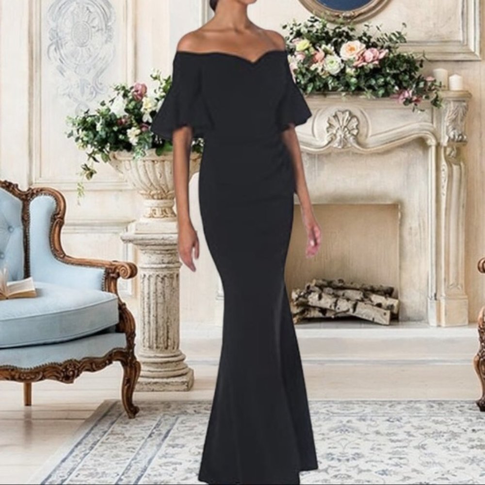 NWT Calvin Klein | Sweetheart Off-The-Shoulder Black Evening Gown/Formal Dress 6